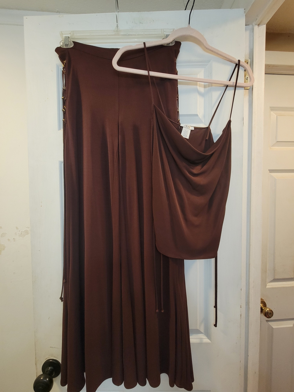 VTG Y2k Cache Brown Maxi wide leg pants Set,
